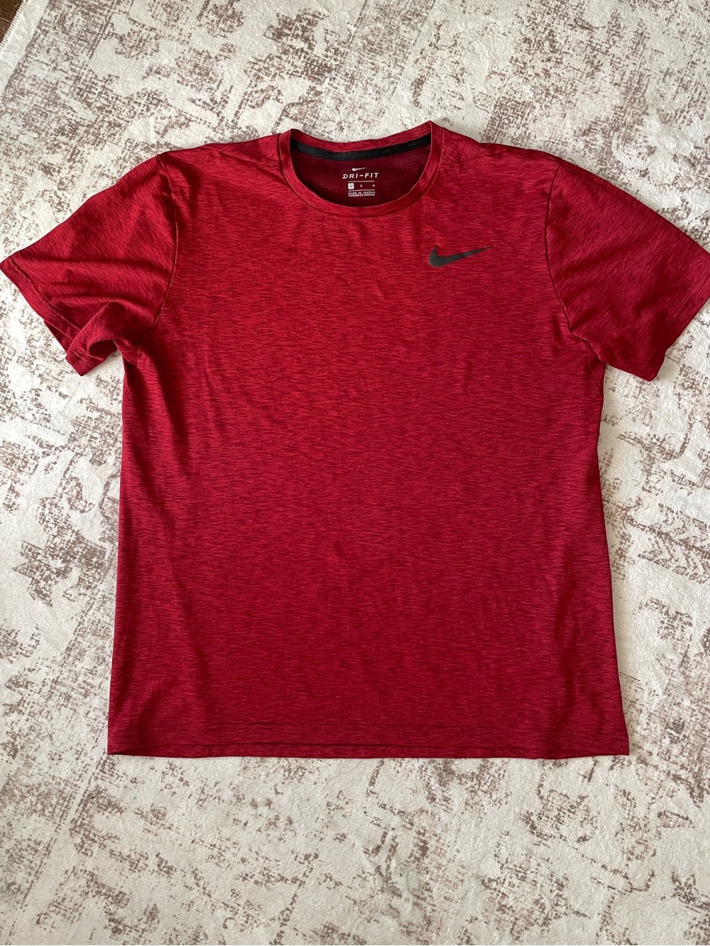 Nike Dri-FIT Red Heather Crew Neck Men's Shirt - Size L